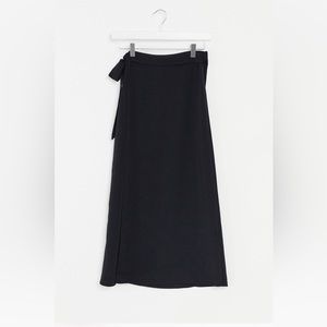 Monki Fran Black Wrap Midi Skirt - Size US 4/EU 36
